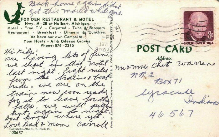 Fox Den Restaurant & Motel - Old Postcard (newer photo)